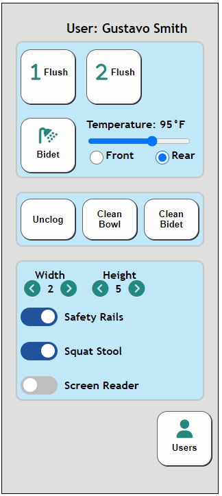 The original main smart toilet interface