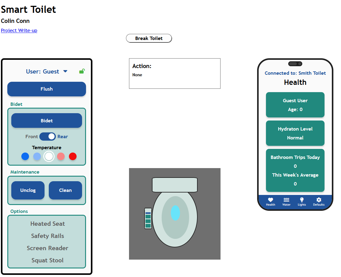 The full smart toilet interface